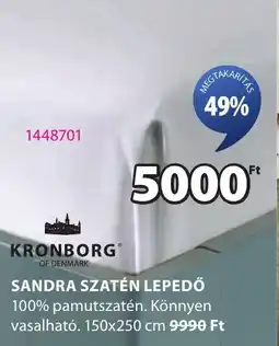 JYSK Kronborg Sandra szatén lepedő ajánlat