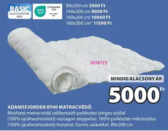 JYSK Adamsfjorden BT40 matracvédő ajánlat