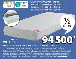 JYSK Wellpur Kvita GF85 habszivacs matrac szürke ajánlat