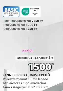 JYSK Janne Jersey Gumis lepedő ajánlat
