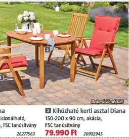 Bauhaus Kihúzható kerti asztal Diana ajánlat