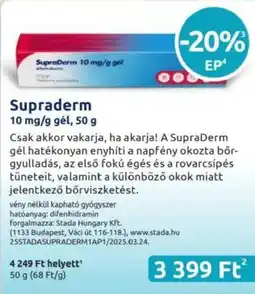 Benu Gyógyszertárak Supraderm gél ajánlat