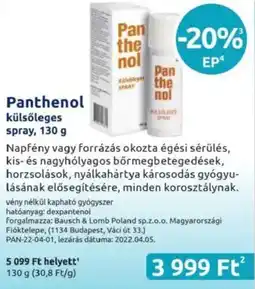 Benu Gyógyszertárak Panthenol külsőleges spray ajánlat