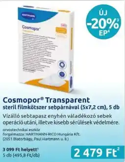 Benu Gyógyszertárak CosmoporTransparent steril filmkötszer sebpárnával ajánlat