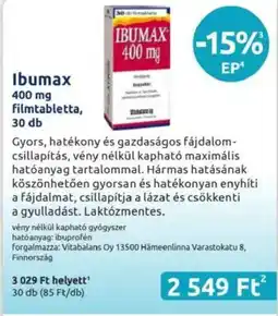 Benu Gyógyszertárak Ibumax filmtabletta ajánlat