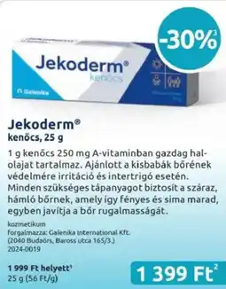 Benu Gyógyszertárak Jekoderm kenőcs ajánlat