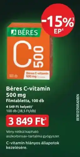 Benu Gyógyszertárak Béres C-vitamin ajánlat
