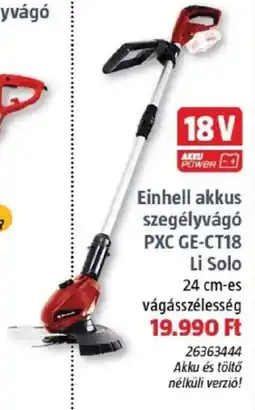 Bauhaus Einhell akkus szegélyvágó PXC GE-CT18 Li Solo ajánlat