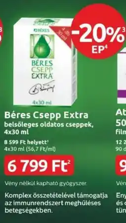 Benu Gyógyszertárak Béres Csepp Extra belsőleges oldatos cseppek ajánlat