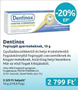 Benu Gyógyszertárak Dentinox fogínygél gyermekeknek ajánlat