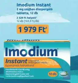 Benu Gyógyszertárak Imodium Instant szájban diszpergáló tabletta ajánlat