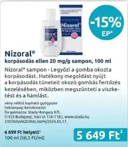 Benu Gyógyszertárak Nizoral korpásodás ellen sampon ajánlat