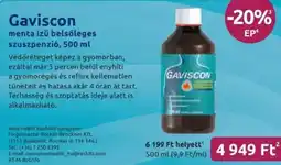 Benu Gyógyszertárak Gaviscon menta ízű belsőleges szuszpenzió ajánlat
