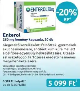 Benu Gyógyszertárak Enterol kemény kapszula ajánlat