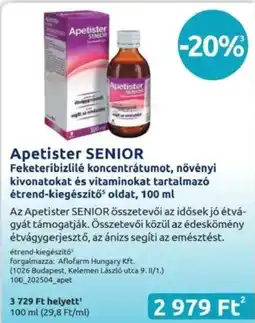 Benu Gyógyszertárak Apetister SENIOR ajánlat