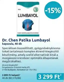 Benu Gyógyszertárak Dr. Chen Patika Lumbayol kapszula ajánlat