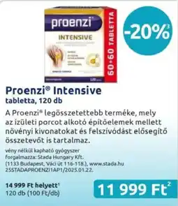 Benu Gyógyszertárak Proenzi Intensive tabletta ajánlat