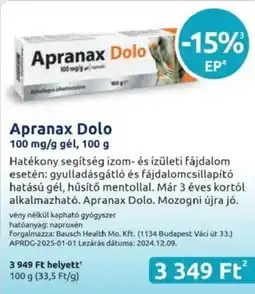 Benu Gyógyszertárak Apranax Dolo gél ajánlat