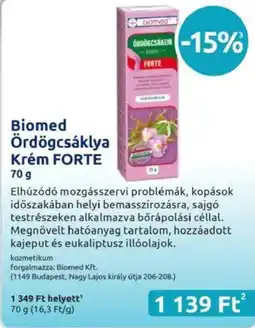 Benu Gyógyszertárak Biomed Ördögcsáklya Krém FORTE ajánlat