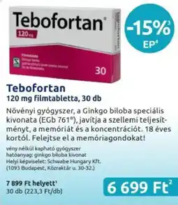 Benu Gyógyszertárak Tebofortan filmtabletta ajánlat