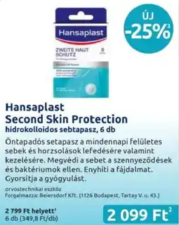 Benu Gyógyszertárak Hansaplast Second Skin Protection hidrokolloidos sebtapasz ajánlat