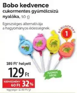 Pingvin Patika Bobo kedvence cukormentes gyümölcsízü nyalóka ajánlat