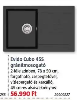 Bauhaus Evido Cubo 45S gránitmosogató ajánlat