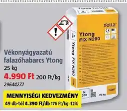 Bauhaus Vékonyágyazatú falazóhabarcs Ytong ajánlat