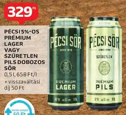Auchan Pécsi 5%-os prémium lager stb. ajánlat