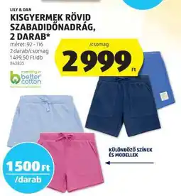 ALDI Lily & Dan Kisgyermek Rövid Szabadidőnadrág, 2 darab ajánlat