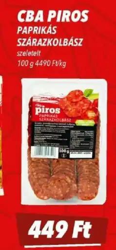 CBA Cba piros Paprikás szárazkolbász ajánlat