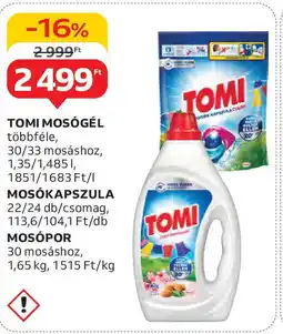 Auchan Tomi mosógél, mosókapszula, mosópor ajánlat