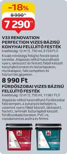 Auchan V33 renovation perfection vizes bázisú konyhai felújító festék stb. ajánlat