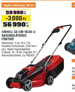 Obi Einhell ge-cm 18/30 li akkumulátoros fűnyíró ajánlat
