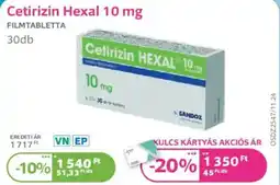 Kulcs Patika Cetirizin Hexal 10 mg ajánlat