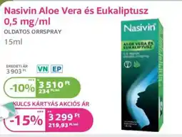 Kulcs Patika Nasivin Aloe Vera és Eukaliptusz 0,5 mg/ml ajánlat