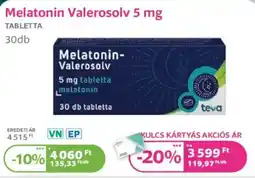 Kulcs Patika Melatonin Valerosolv 5 mg ajánlat