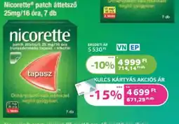 Kulcs Patika Nicorette patch áttetsző 25mg/16 óra ajánlat