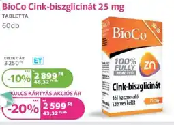 Kulcs Patika BioCo Cink-biszglicinát 25 mg ajánlat