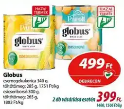 Coop Globus csemegekukorica / csicseriborsó ajánlat