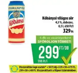 Coop Kőbányai világos sör ajánlat