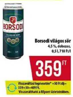 Coop Borsodi világos sör ajánlat