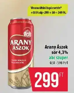 Coop Arany Ászok sör 4,3% ajánlat