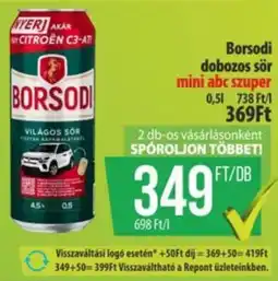 Coop Borsodi dobozos sör ajánlat