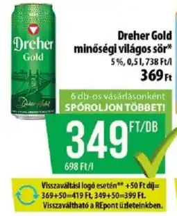 Coop Dreher Gold minőségi világos sör ajánlat