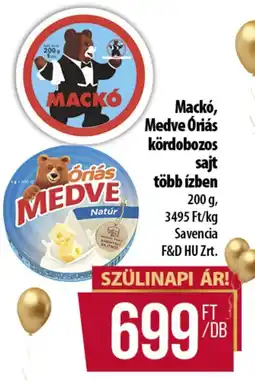 Coop Mackó, Medve Óriás kördobozos sajt ajánlat