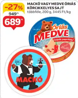 Auchan Mackó / medve óriás körcikkelyes sajt ajánlat