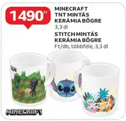 Auchan Minecraft és Stitch mintás kerámia bögre ajánlat