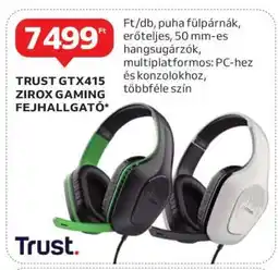 Auchan TRUST GTX415 ZIROX GAMING FEJHALLGATÓ ajánlat