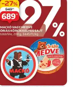 Auchan Mack vagy Medve riás körciklyes sajt ajánlat
